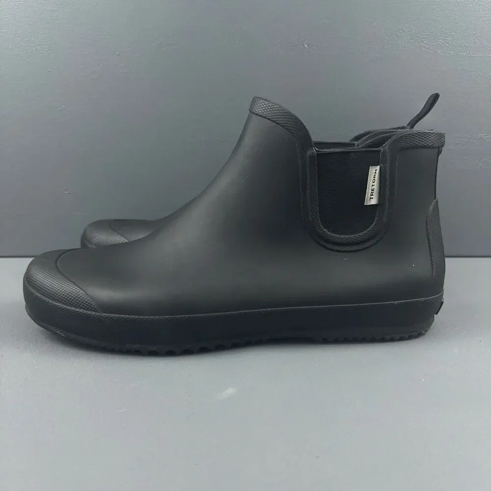 Tretorn Bo Mens Chelsea Rain Boots Black Rubber Waterproof Ankle EU 44 US 11